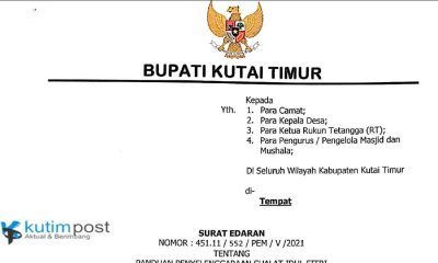 Bupati Kutim Keluarkan Surat Edaran Terkait Sholat Ied 2021 Di Saat Pandemi Covid